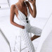 2017 New Jumpsuit Women Striped Clubwear V-Neck Playsuit Sleeveless Jumper Bodycon Party Jumpsuit Female Summer Backless Romper