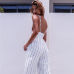 2017 New Jumpsuit Women Striped Clubwear V-Neck Playsuit Sleeveless Jumper Bodycon Party Jumpsuit Female Summer Backless Romper