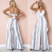 2018 Fashion Women Jumpsuit Sleeveless Striped Jumpsuit Summer Romper Wide Leg Trousers Womens V-neck Casual Clubwear Outfits