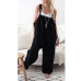 2018 New Brand Women Casual Loose Cotton Linen Solid Pockets Jumpsuit Overalls Wide Leg Cropped Pants macacao feminino