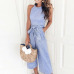 2018 summer womens jumpsuit romper Sleeveless Striped Jumpsuit Casual Clubwear Wide Leg Pants  Romper womens jumpsuit C30814