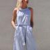 2018 summer womens jumpsuit romper Sleeveless Striped Jumpsuit Casual Clubwear Wide Leg Pants  Romper womens jumpsuit C30814