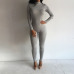 2019 New Casual Solid Color rompers womens jumpsuit Turtleneck Long Sleeve Bodycon Cotton Grey/Black Rompers Women Jumpsuit