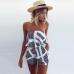 2019 Summer Women Beach Jumpsuit Plus size Print Romper Sleeveless Off Shoulder Short Overalls Backless Sexy Playsuit For Female