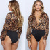 2019 Women Deep V Neck Leopard Jumpsuit Fashion Sexy Ladies Printed Bodysuit Casual Slim Long Sleeve Rompers Top Body Suit Mujer