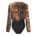 2019 Women Deep V Neck Leopard Jumpsuit Fashion Sexy Ladies Printed Bodysuit Casual Slim Long Sleeve Rompers Top Body Suit Mujer