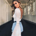 2019 Women Lace Bodysuit Sexy Deep V-Neck Flare Sleeve Playsuit Romper Ladies Backless Long Sleeve Hollow Out Body Suit Overalls