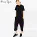 2019 summer black rompers womens jumpsuit Elegant side pocket loose-fitting combinaison femme Romper overalls jumpsuit for women