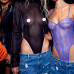 7Mang 2019 Summer Sexy Transparent Bodysuit Women Long Sleeve See Through Turtleneck Black Jumpsuits Glitter Mesh Playsuits 1228