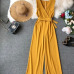 ALPHALMODA 2019 Spring Ladies Sleeveless Solid Jumpsuits V-neck High Waist Sashes Women Casual Wide Leg Rompers