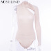 AOSSILIND Sexy One Shoulder Backless Skinny Bodysuits Women Autumn Long Sleeve Hollow Out Rompers Ladies Stretchy Bodysuit