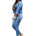 Adogirl Vintage Plus Size Jeans Jumpsuit Turn Down Collar Long Sleeve Bandage Denim Rompers Women Bodysuits Combinaison S-3XL