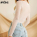 Aproms Sexy V Neck Lace Bodysuits Female Slim Fit Romper Jumpsuit Night Club Mesh Long Sleeve Bodysuits Top for Women Clothing