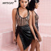 Articat Striped Mesh Sexy Bodysuit Women Sleeveless V Neck Summer Slim Rompers Womens Jumpsuit Black Casual Playsuit Women Tops