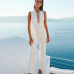 BEFORW 2019 Women Sexy Sleeveless V Neck Lace Up Wide Leg Long Jumpsuit Overalls Body suit White Causal Rompers macacao feminino