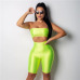 BOOFEENAA 2019 Sexy Rompers Womens Jumpsuit Neon Pink Party Club Strapless Cutout Bodycon Bandage Jumpsuits Shorts Playsuit I14