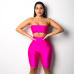 BOOFEENAA 2019 Sexy Rompers Womens Jumpsuit Neon Pink Party Club Strapless Cutout Bodycon Bandage Jumpsuits Shorts Playsuit I14