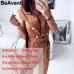 BeAvant Office ladies rompers womens jumpsuit Female summer short cotton playsuit overalls V-neck buttons combinaison femme