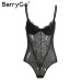 BerryGo Sexy backless lace bodysuit Black skinny fringe bodysuit one-piece jumpsuit romper women Summer party playsuit coveralls