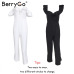 BerryGo Sexy backless off shoulder black jumpsuit women Tiered ruffle high waist jumpsuit romper Female casual overall femme