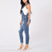 CALOFE 2019 New Spring Women Overalls Cool Denim Jumpsuit Ripped Holes Casual Jeans Sleeveless Jumpsuits Hollow Out Rompers 2XL