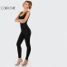 COLROVIE Black Bodycon Jumpsuit Women Sleeveless Brief Slim Basic Tank Jumpsuits Fashion Scoop Neck Skinny Sexy Jumpsuit