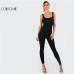 COLROVIE Black Bodycon Jumpsuit Women Sleeveless Brief Slim Basic Tank Jumpsuits Fashion Scoop Neck Skinny Sexy Jumpsuit