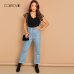 COLROVIE Black Solid V-Neck Dot Mesh Flutter Sleeve Sexy Korean Skinny Shirt Bodysuit Women Clothes Office Ladies Bodysuits