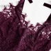 COLROVIE Sexy Bodysuit Purple V neck Strap Sleeveless Backless Lace Bodysuit Ribbon Tie Shoulder Floral Skinny Bodysuit