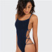 COLROVIE Strappy Backless Bodysuit Women Black Sleeveless Summer Beach Hot Bodysuits Navy Scoop Neck Cross Slim Cami Bodysuit