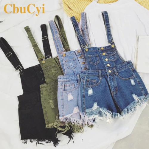 CbuCyi New Vogue Women Denim Playsuits Salopette Straps Cotton Short Romper Loose Casual Overalls Shorts Rompers Ladies Playsuit