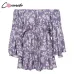 Conmoto Ruffles Summer Vintage Women Casual Playsuits Print Off Shoulder 2019 Short Jumpsuit Rompers Bohemian Playsuit