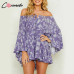 Conmoto Ruffles Summer Vintage Women Casual Playsuits Print Off Shoulder 2019 Short Jumpsuit Rompers Bohemian Playsuit