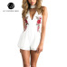 Conmoto Summer Elegant V Neck Floral Women Playsuit Sleeveless White Jumpsuits Rompers Casual Beach Overall Embroidery Plus Size