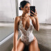 Cryptographic Backless halter lace bodysuit transparent female body hot sexy teddies 2019 jumpsuits women deep V sheer bodysuits