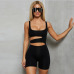 Cryptographic Black Cut-Out Sexy Backless Playsuits Casual Fitness Summer Bodycon Jumpsuit Women Fashion Body Stretchy Shorts