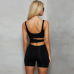 Cryptographic Black Cut-Out Sexy Backless Playsuits Casual Fitness Summer Bodycon Jumpsuit Women Fashion Body Stretchy Shorts