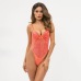 Cryptographic Fashion Neon Sheer Lace Bodysuit Backless Transparent Mesh Bow Sexy Women Jumpsuit Straps bodysuits High-Cut Sale