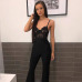 Cryptographic White Lace Bodysuit Sexy One Piece Backless Jumpsuit Sheer Teddy Straps Body Suits Overalls for Women Outfits 2019