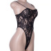 Cryptographic black lace mesh transparent bodysuit sexy jumpsuits back zipper hot teddies catsuit hollow out straps bodysuits