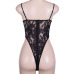 Cryptographic black lace mesh transparent bodysuit sexy jumpsuits back zipper hot teddies catsuit hollow out straps bodysuits