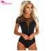 Dear Lover Summer Sexy Bodysuits Ladies Black Lace Short Sleeve Women Romper Bodycon Playsuit Transparent Tops Jumpsuit  LC32241