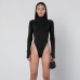 Dulzura high neck long sleeve high waist bodysuit 2018 autumn winter women sexy skinny stretch body