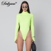 Dulzura high neck long sleeve high waist bodysuit 2018 autumn winter women sexy skinny stretch body