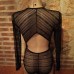 EFINNY Women Slim Transparent Lace Bodysuit Back Hollow Bodycon Club Wear Rompers Sexy Deep V-Neck Lace Mesh Crochet Bodysuit