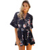 ELSVIOS Women Rompers print  lace Jumpsuit Summer Short pleated Overalls Jumpsuit Female chest wrapped strapless Playsuit