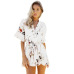 ELSVIOS Women Rompers print  lace Jumpsuit Summer Short pleated Overalls Jumpsuit Female chest wrapped strapless Playsuit