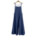 EaseHut Plus Size S-3XL Women Cotton Linen Pocket Long Wide Leg Romper Strappy Dungaree Bib Overalls Casual Loose Solid Jumpsuit