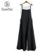 EaseHut Plus Size S-3XL Women Cotton Linen Pocket Long Wide Leg Romper Strappy Dungaree Bib Overalls Casual Loose Solid Jumpsuit