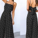 Elegant Sexy Jumpsuits Women Sleeveless Polka Dots Loose Trousers Wide Leg Pants Rompers Holiday Backless Bow Leotard Overalls